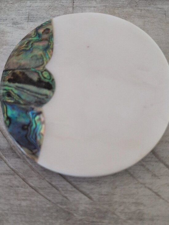 Anthropologie 2 Marble Coasters Mother Of Pearl Abalone Shell Ramona Replacement - Picture 11 of 13